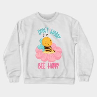 Cute Bee Sitting on a Pink Flower Crewneck Sweatshirt